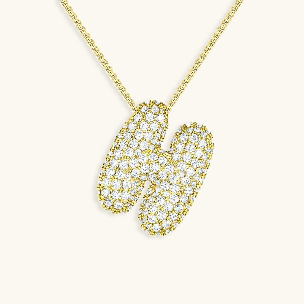 Pavé Bubble Initial Necklace
