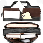Organised Genuine Leather Laptop and Document Work Bag
