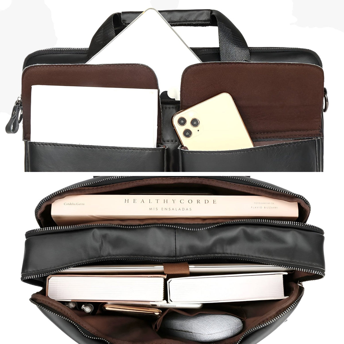 Organised Genuine Leather Laptop and Document Work Bag