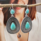 Bohemian Teardrop Turquoise Filigree Earrings