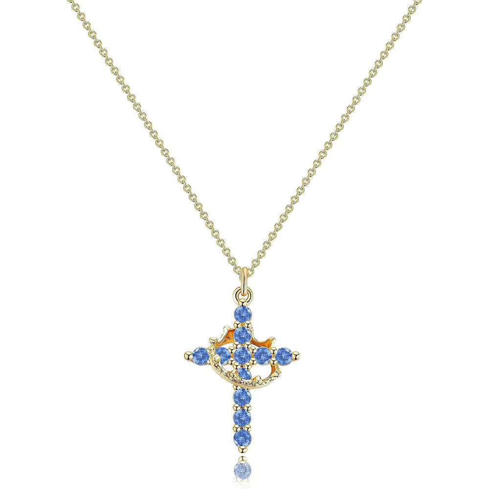 Cross and Crown Necklace in Many Finishes