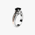 Ring van 925 zilver met grote heldere en zwarte stenen