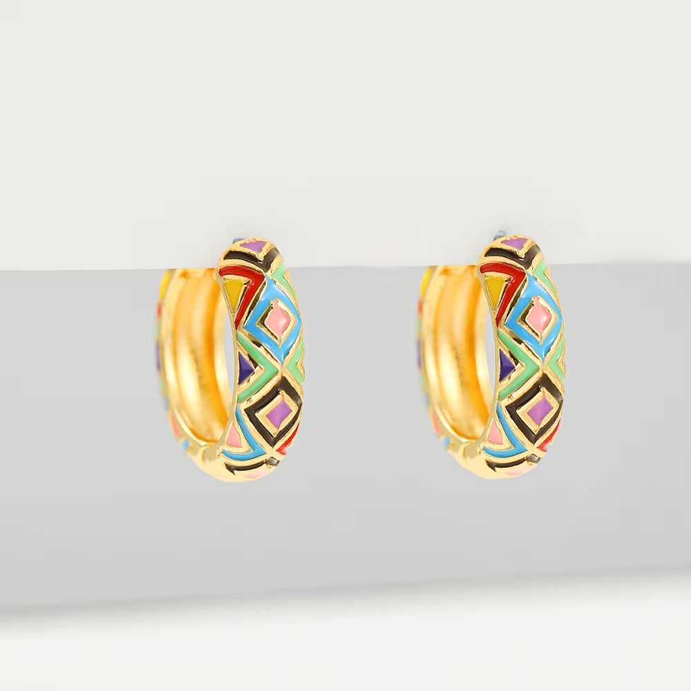 Vintage-Style Colourful Hoop Earrings