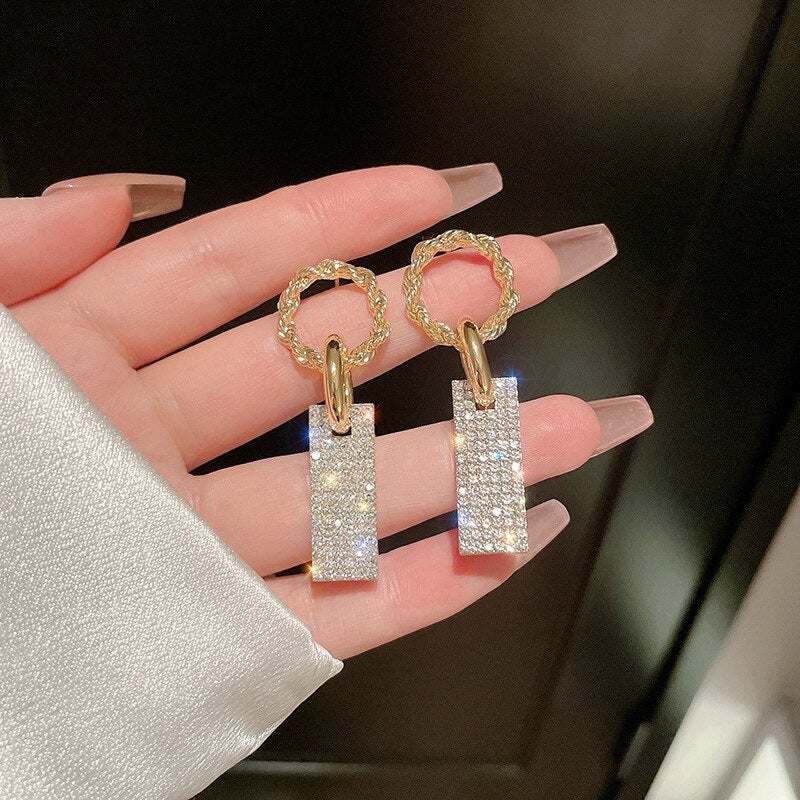 Zirconia and Rhinestone Earrings in Sterling Silver