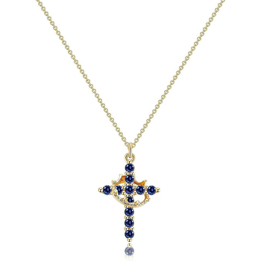 Cross and Crown Necklace in Many Finishes