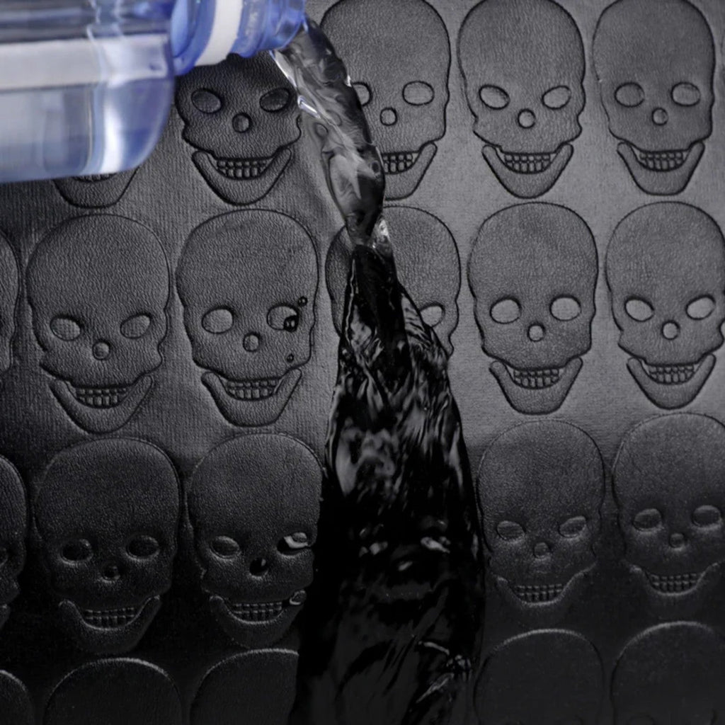 Maxi Black Travel Bag with Embossed Skull Print