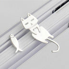 Silver-Tone Climbing Cat Earring