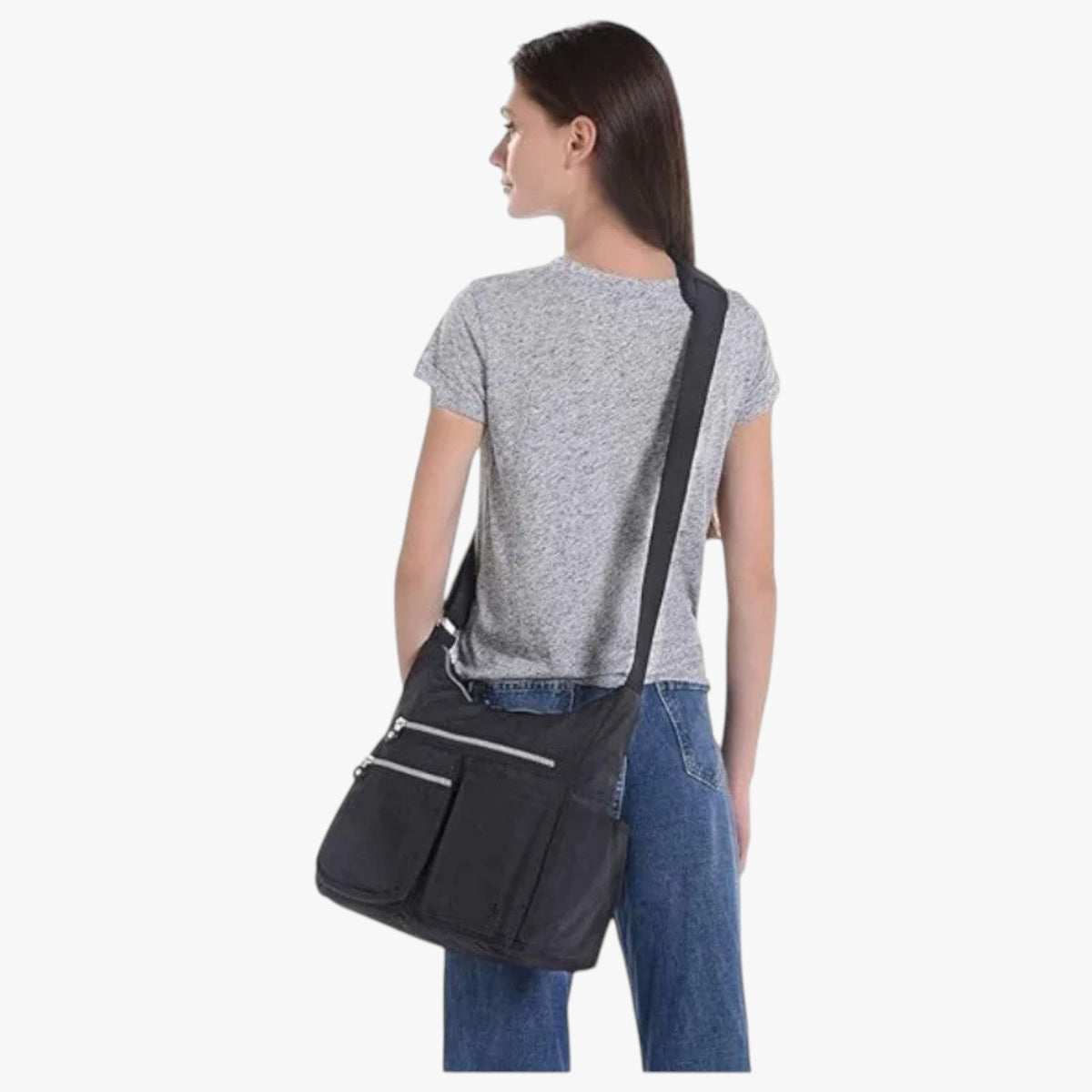 Waterafstotende nylon crossbodytas met RFID-blokkerend vak