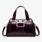 Spacious Two-Compartment Croc-Pattern Tote Bag