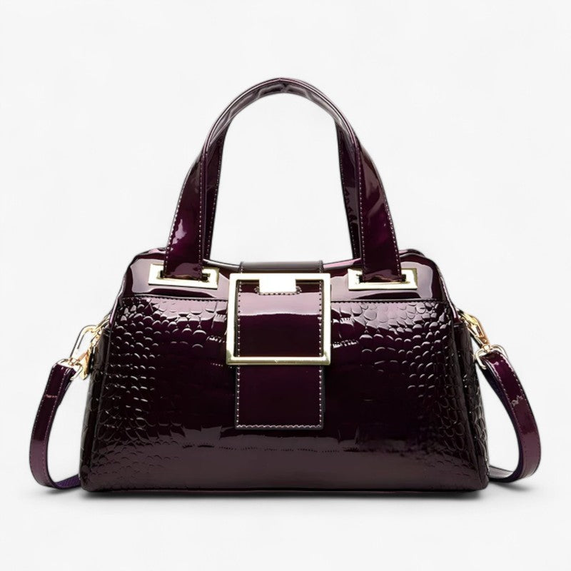 Spacious Two-Compartment Croc-Pattern Tote Bag