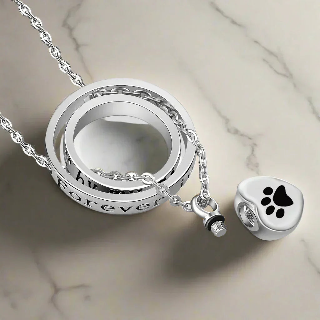 Stainless Steel Paw Urn Necklace