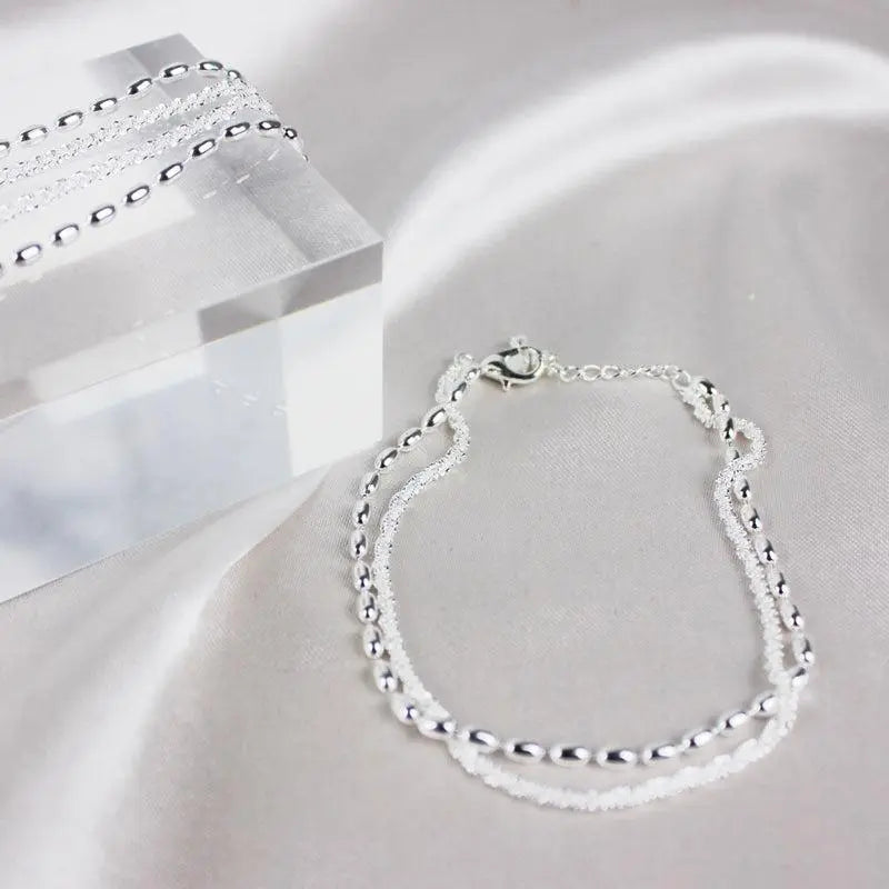 Silver-Tone Bracelet Set with Zirconia Stones