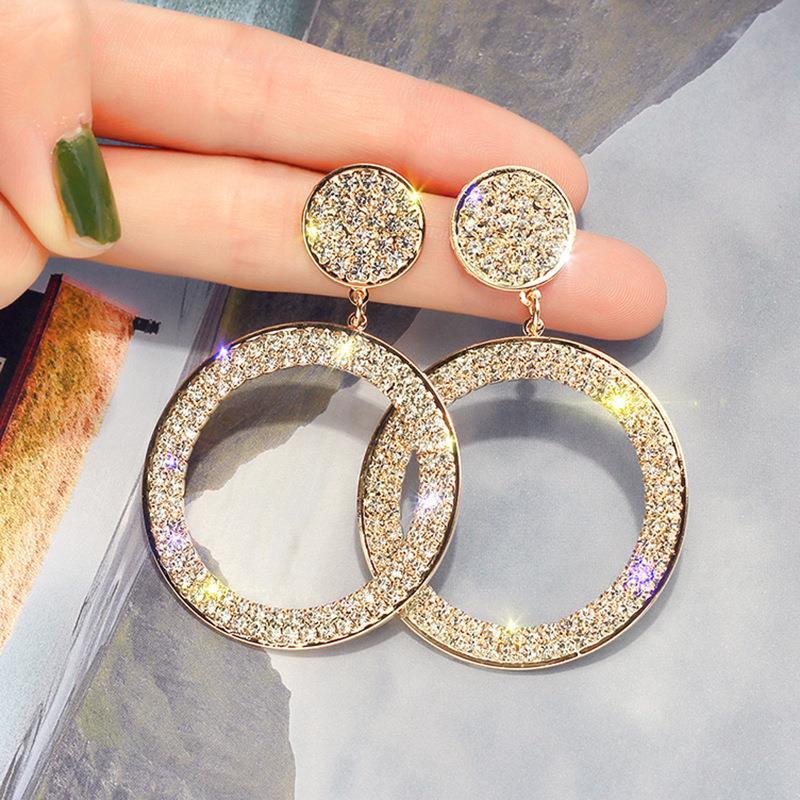 Oorhangers met cirkelvormige ring en zirkonia