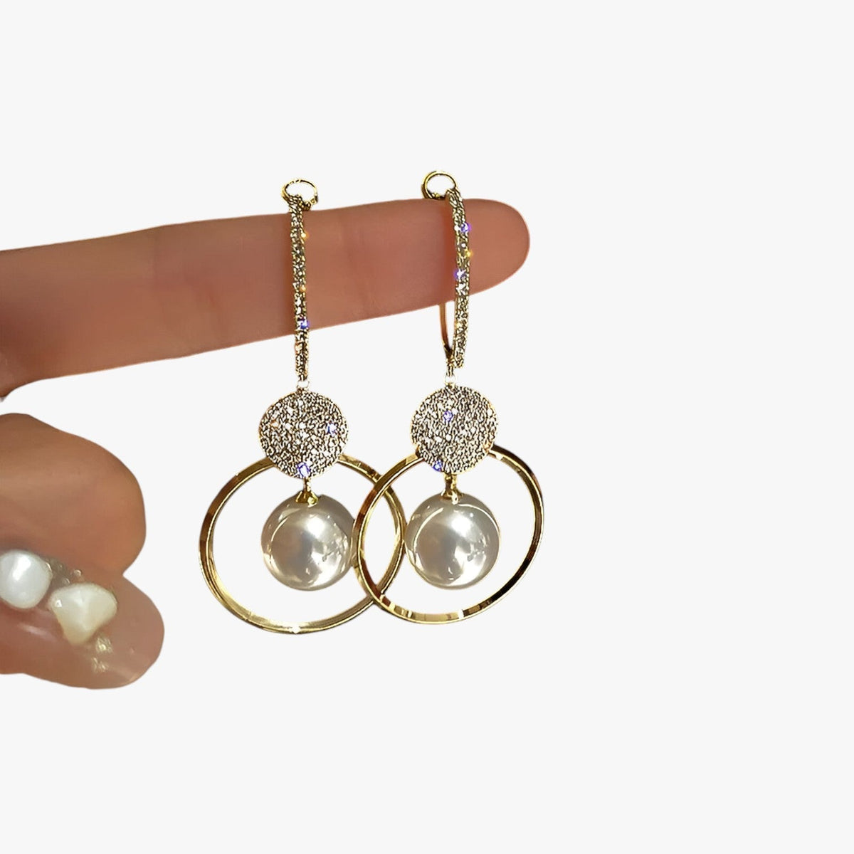 Oversized Pearl Earrings with Gold-Tone Accents