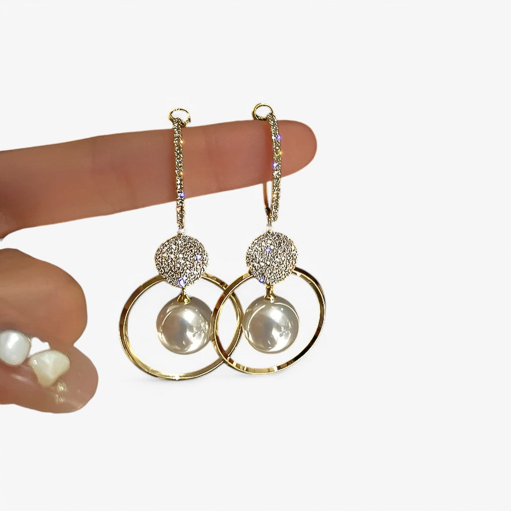 Oversized Pearl Earrings with Gold-Tone Accents