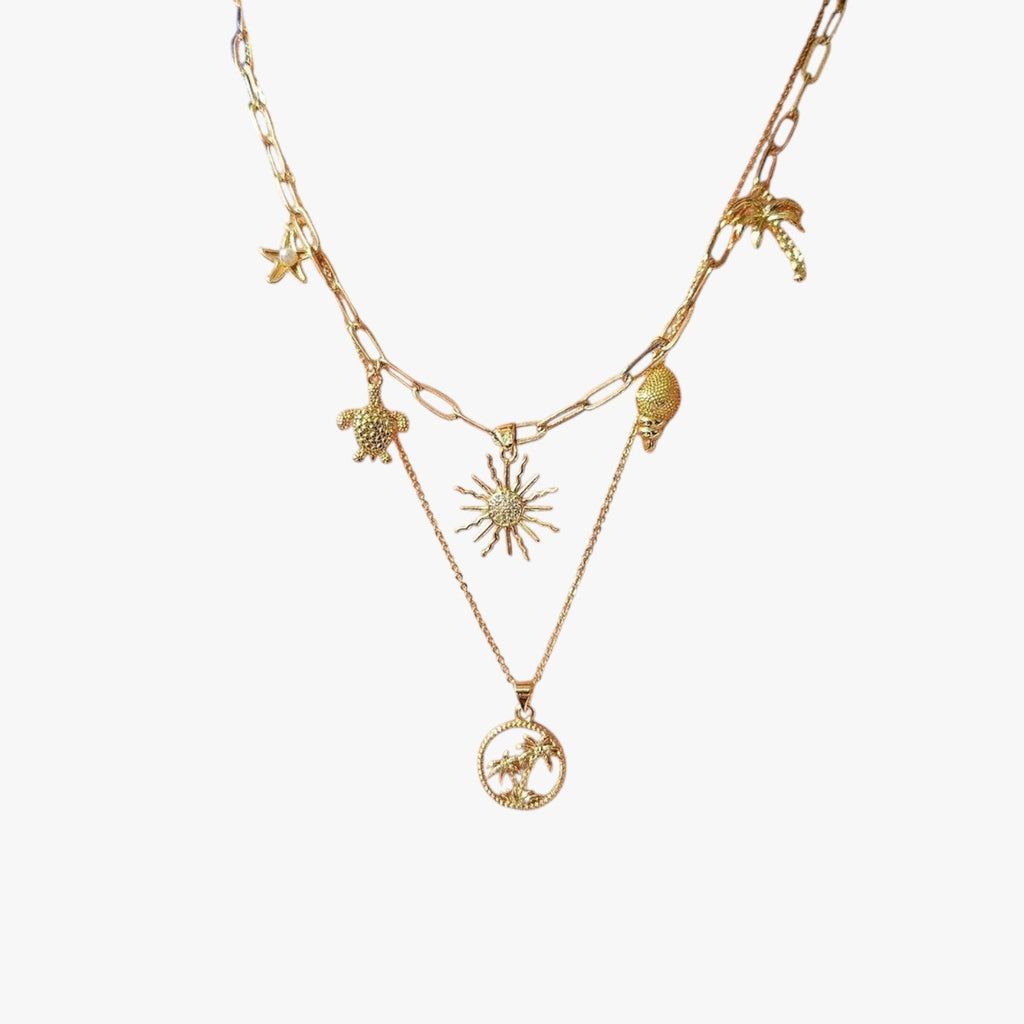 Ketting met schildpad- en zeesterbedel, fijne schakel