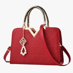 Elegant Zip-Top Handbag with Pearl Zip Detail