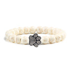 Paw Charm Bracelet with Stone Beads in Many Colours