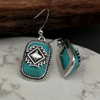 Bohemian Vintage Aztec Geometric Turquoise Drop Earrings