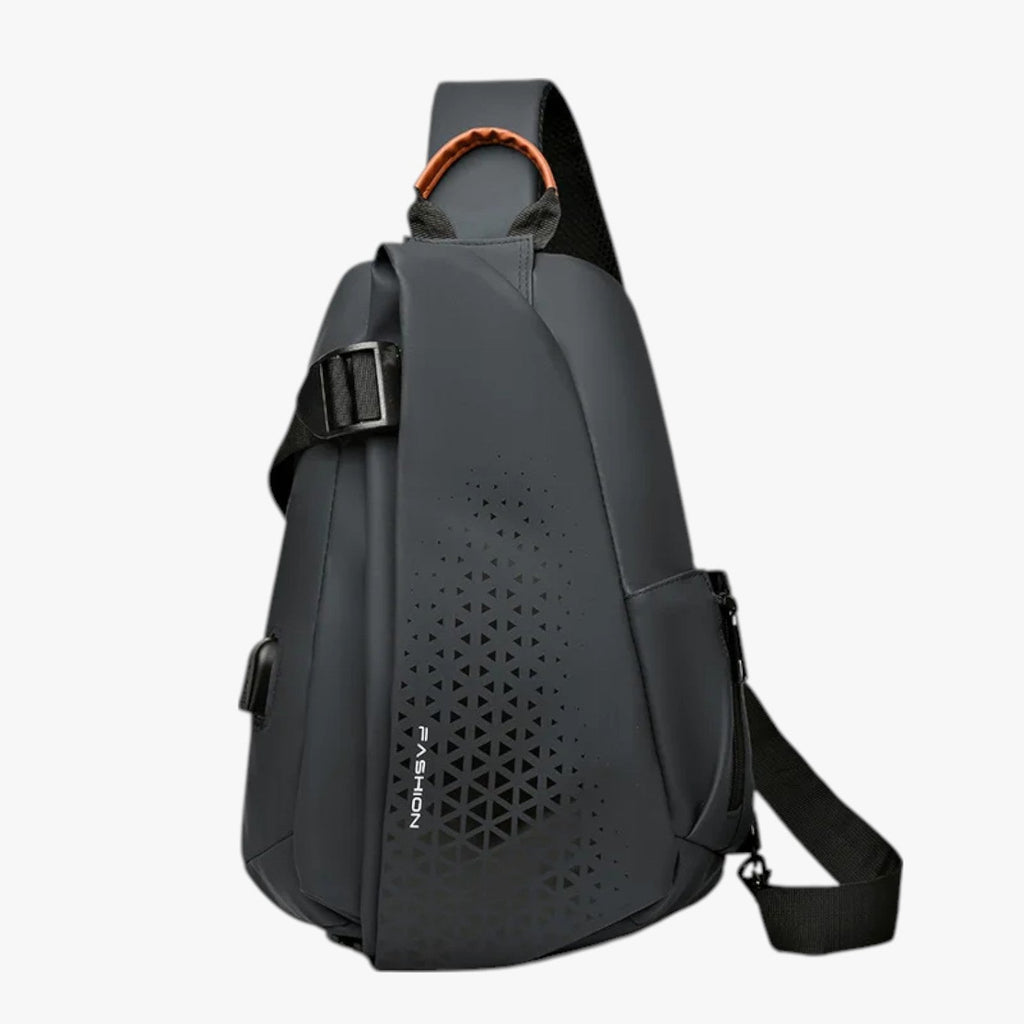 Water-Repellent Sling Shoulder Bag with External USB Port
