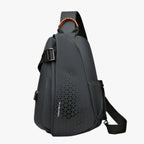 Water-Repellent Sling Shoulder Bag with External USB Port