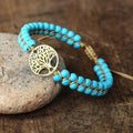 Turquoise-Look Bead Bracelet with Tree Charm