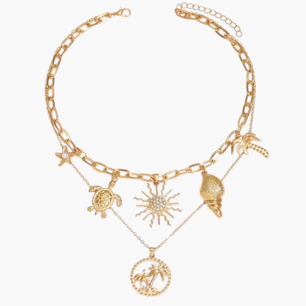 Ketting met schildpad- en zeesterbedel, fijne schakel