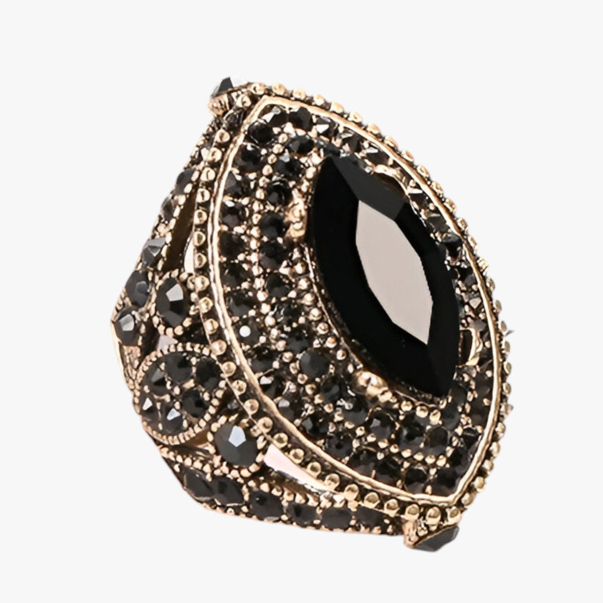 Boho Vintage Ring with Large Crystal Stone