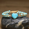 Adjustable Vintage Boho Beaded Heart Charm Bracelet
