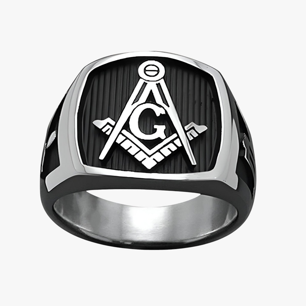 Silver-Tone Signet Ring with Engraved Emblem