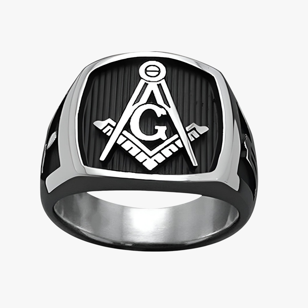 Silver-Tone Signet Ring with Engraved Emblem