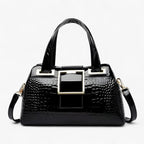 Spacious Two-Compartment Croc-Pattern Tote Bag