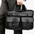 Organised Genuine Leather Laptop and Document Work Bag