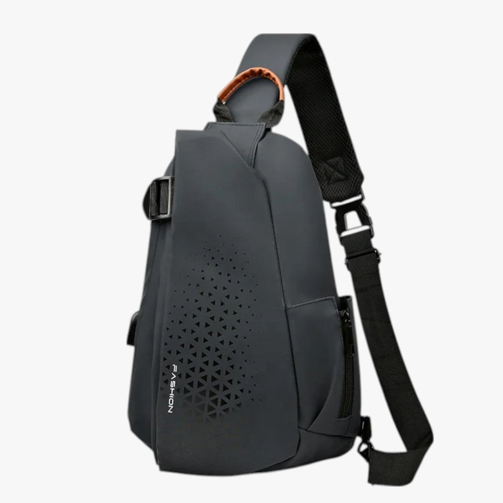Water-Repellent Sling Shoulder Bag with External USB Port