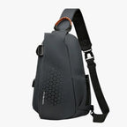 Water-Repellent Sling Shoulder Bag with External USB Port