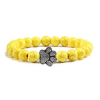 Paw Charm Bracelet with Stone Beads in Many Colours