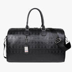 Maxi Black Travel Bag with Embossed Skull Print