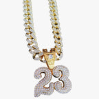 Number 23 Crystal Pendant on 13mm Cuban Chain, 50cm