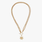 Large Sun Pendant Necklace on a Statement Chain