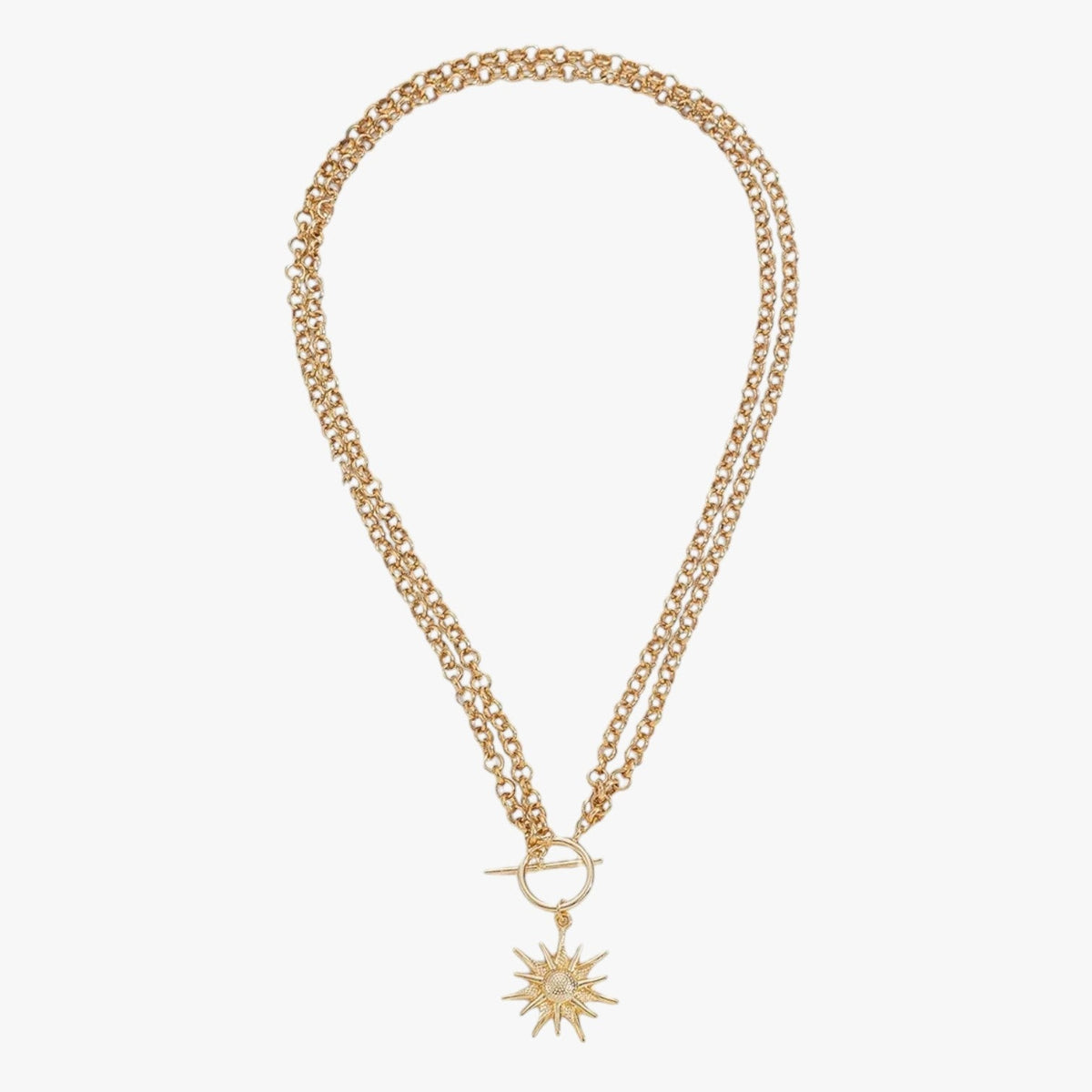 Large Sun Pendant Necklace on a Statement Chain