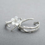 Adjustable White Flower Ring on Branch-Style Band