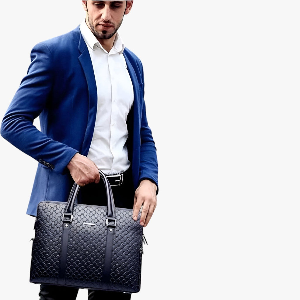 Ruime, hoogwaardige leren laptoptas voor heren