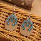 Bohemian Western Turquoise Crescent Leather Earrings