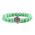 Paw Charm Bracelet with Stone Beads in Many Colours