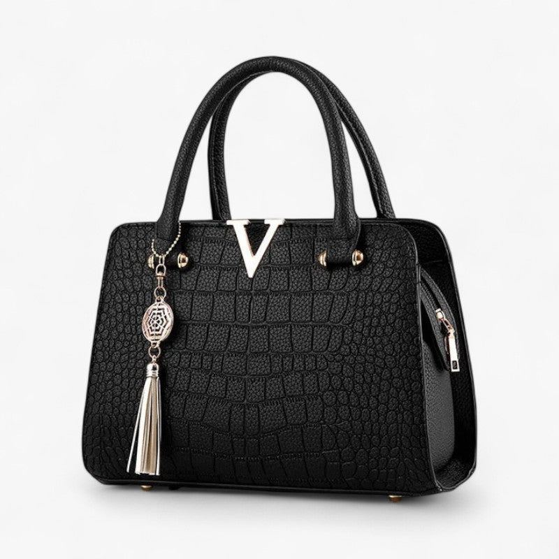 90s-Inspired Faux Leather Croc-Print Shoulder Bag