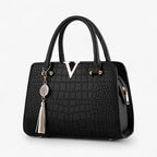 90s-Inspired Faux Leather Croc-Print Shoulder Bag