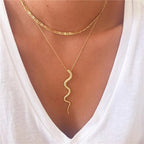 925 Sterling Serpent Pendant Necklace in Two Tones
