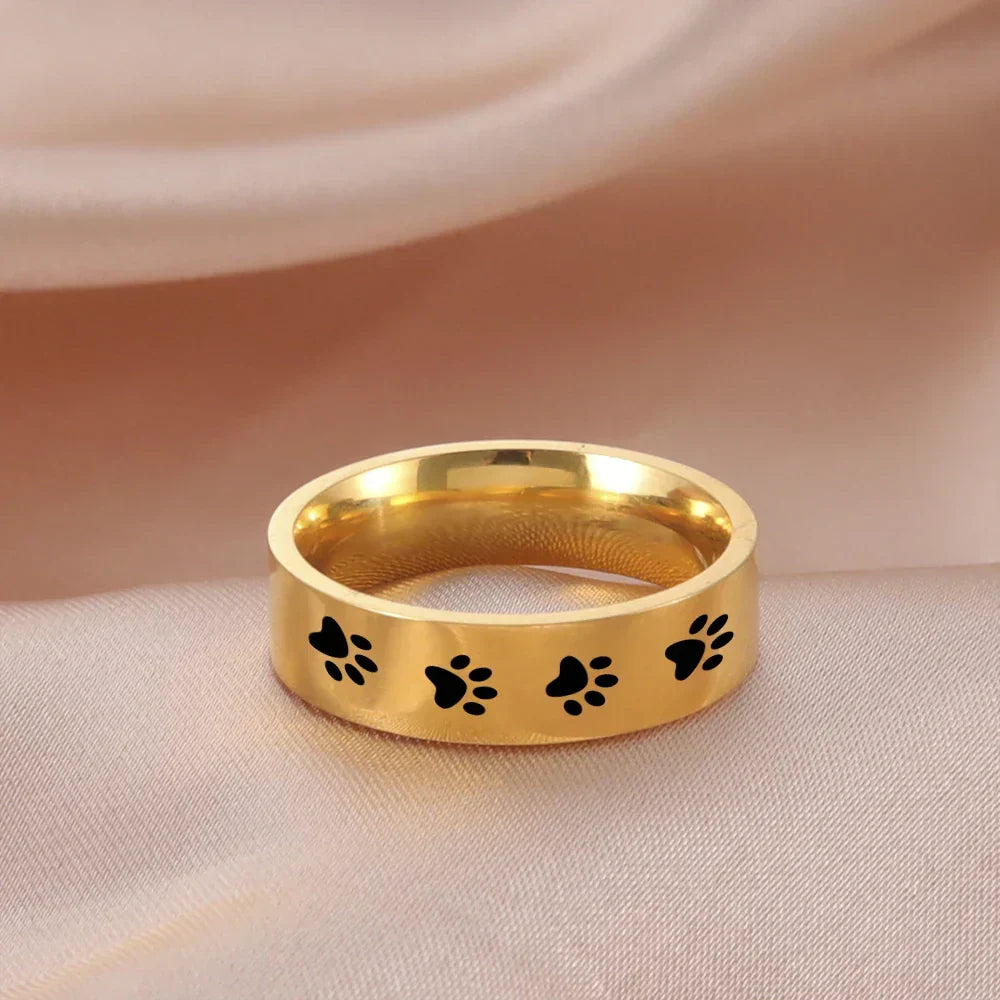 Handcrafted Stainless Steel Paw Print Ring