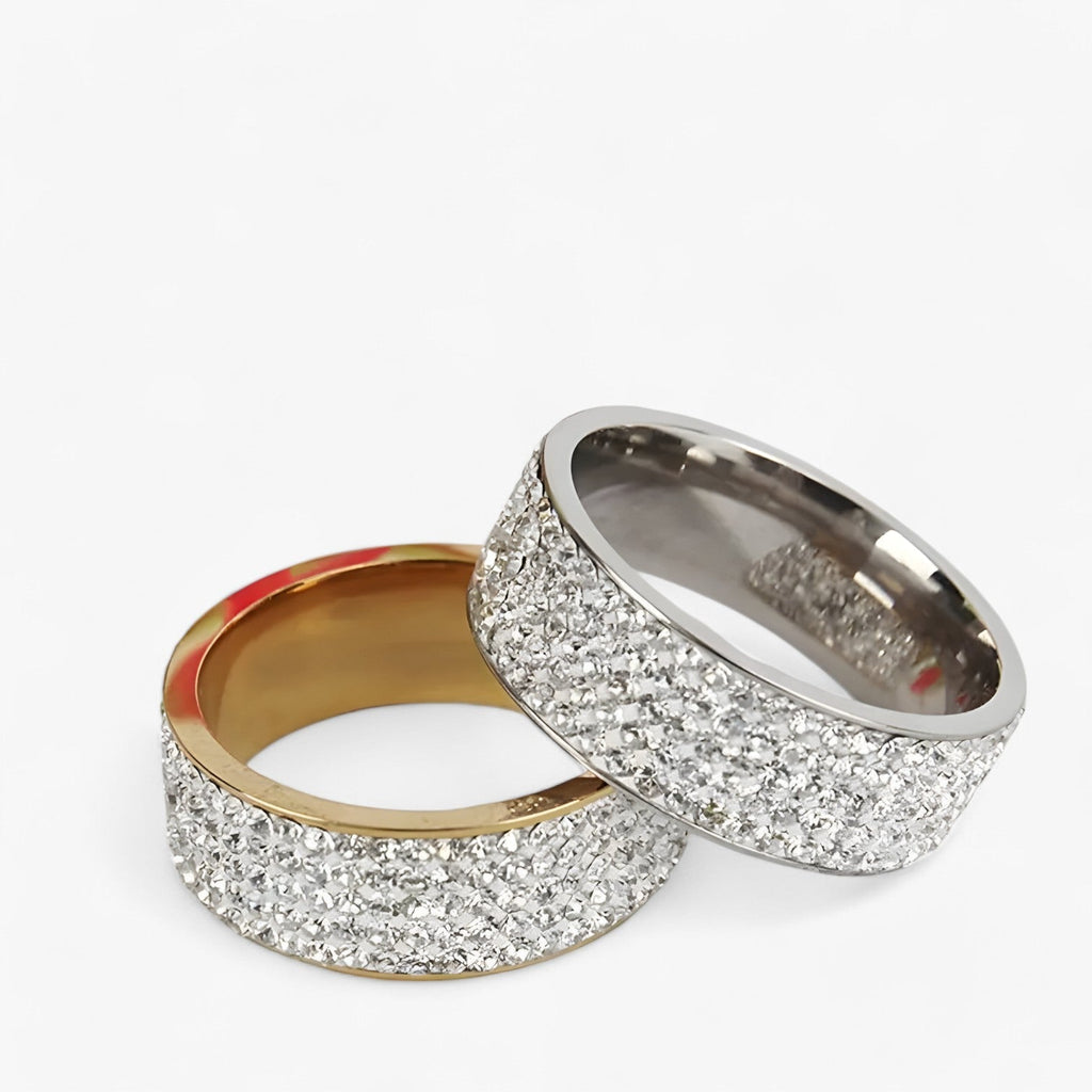 Stainless Steel Ring with Crystal Stone