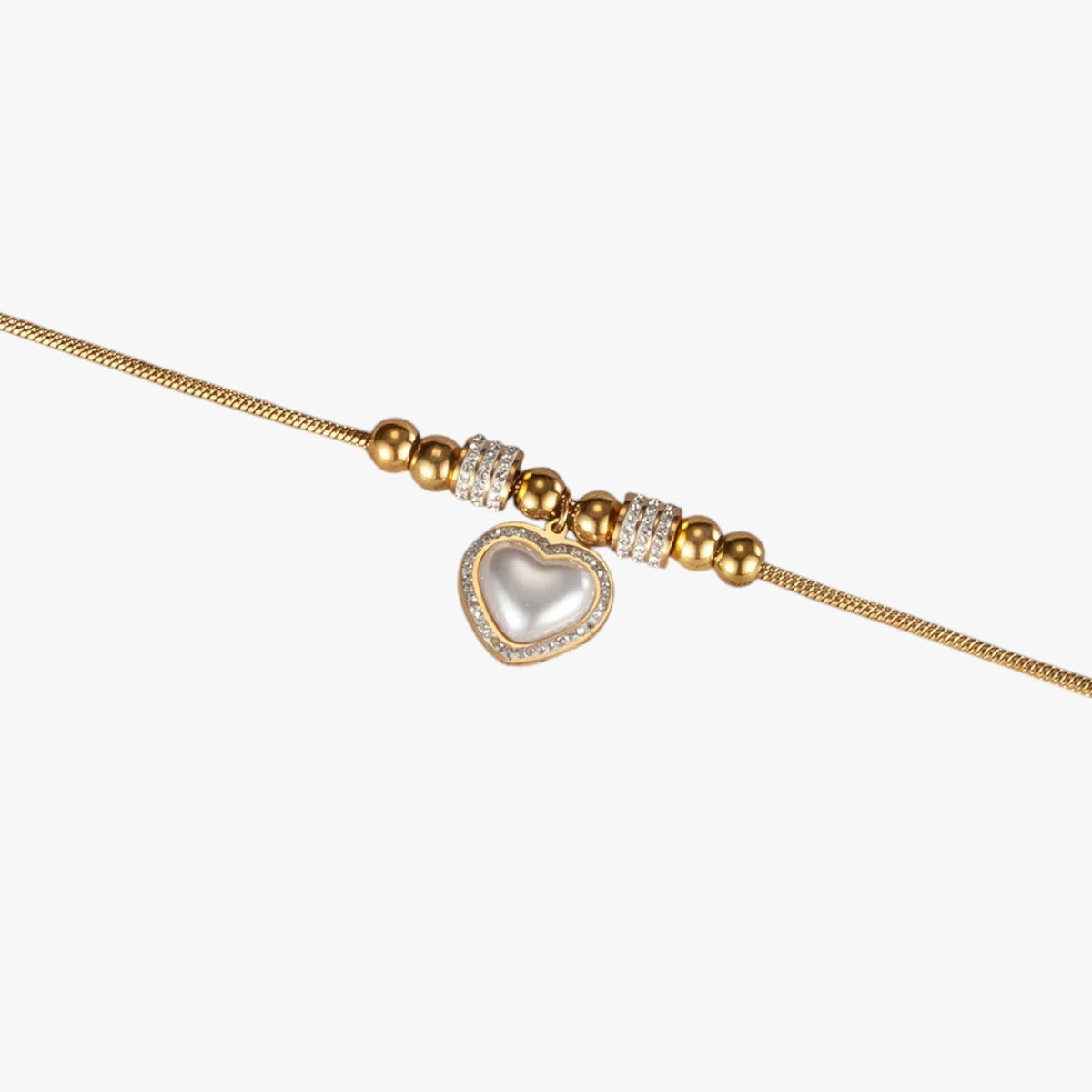 Ketting met harthanger, zirkoonstenen en parels